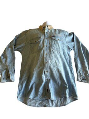 Denim Shirt Tall L arge Button-Down Long Sleeve Western Style Woolrich